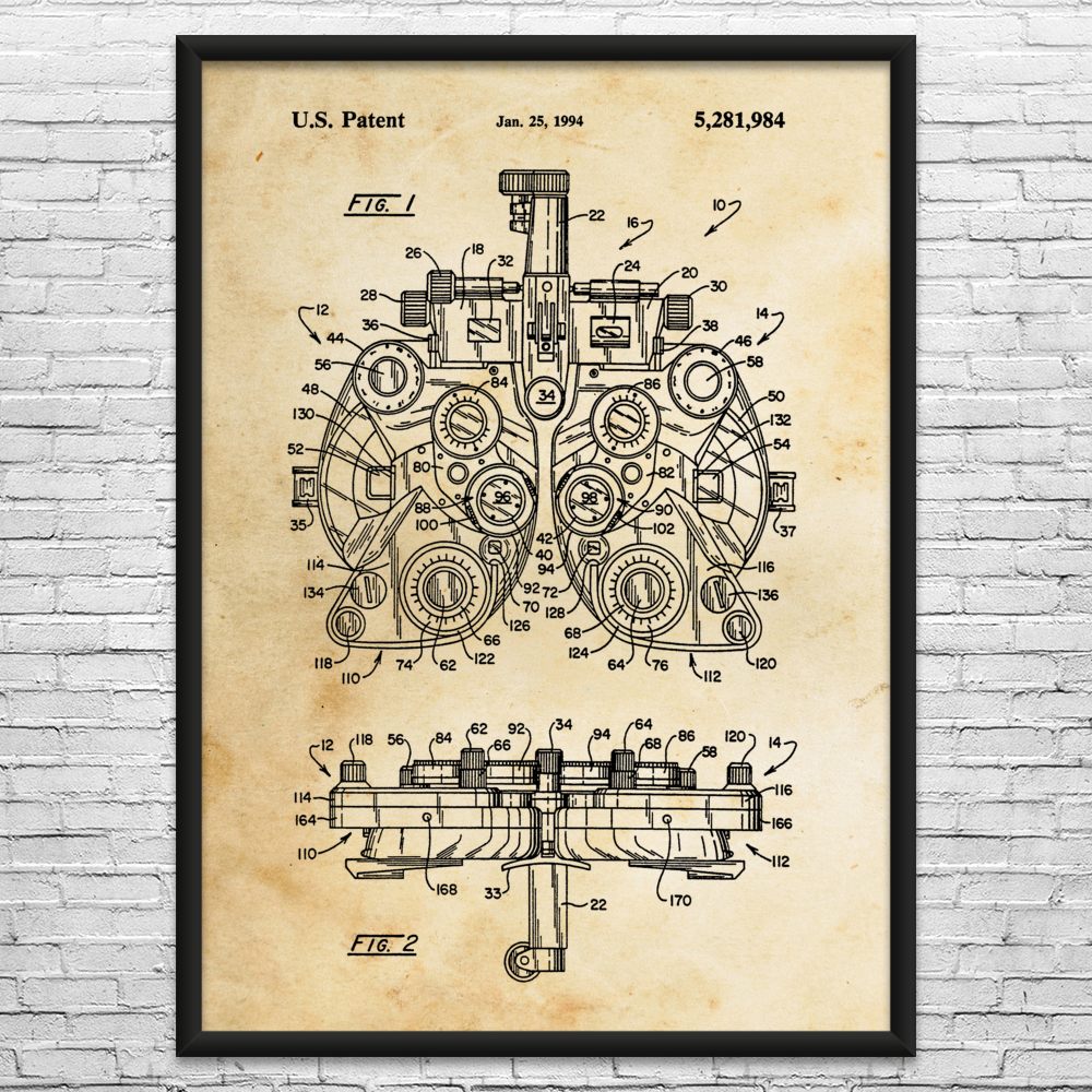 Phoropter Patent Wall Art: Optometrist Gift, Medical Wall Art, Eye Doctor Gift