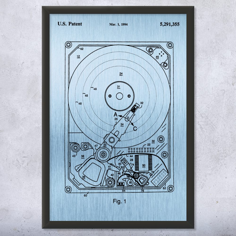 Hard Drive Patent Wall Art Poster, Canvas or Framed Computer Decor Lab Art - Picture 13 of 15
