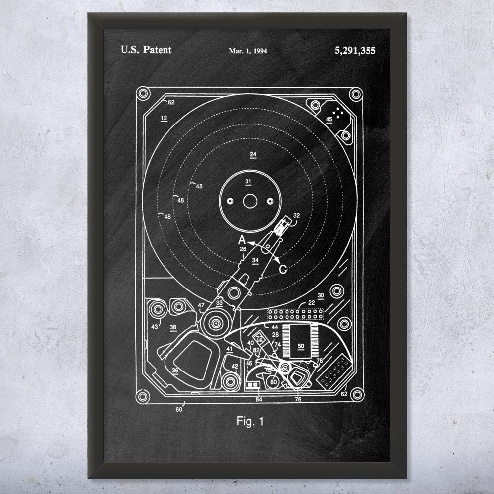 Hard Drive Patent Wall Art Poster, Canvas or Framed Computer Decor Lab Art - Picture 10 of 15