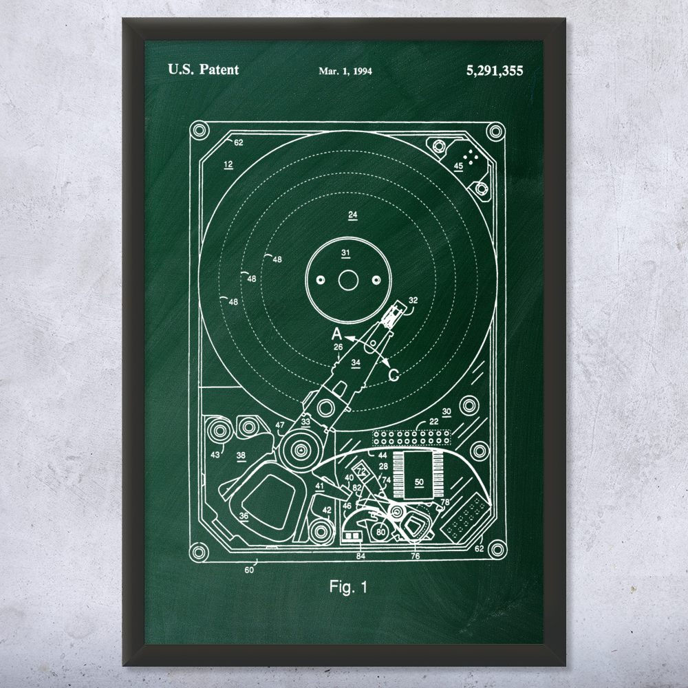 Hard Drive Patent Wall Art Poster, Canvas or Framed Computer Decor Lab Art - Picture 9 of 15