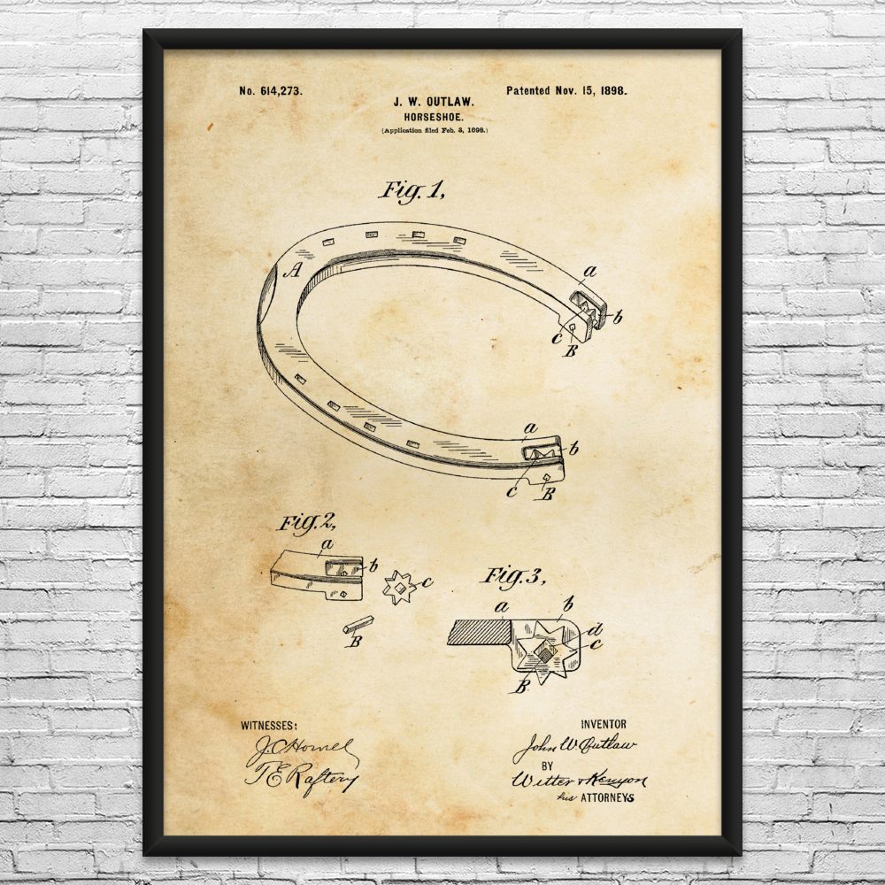 Horseshoe Patent Wall Art: Horse Decor, Equestrian Gifts, Farmhouse Decor