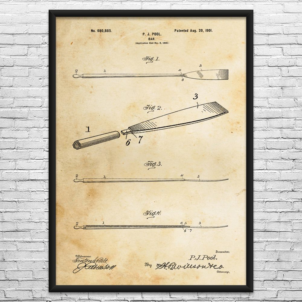 Boat Oar Patent Wall Art: Cabin Decor, Fishing Gifts, Boat Decor, Dad Gifts