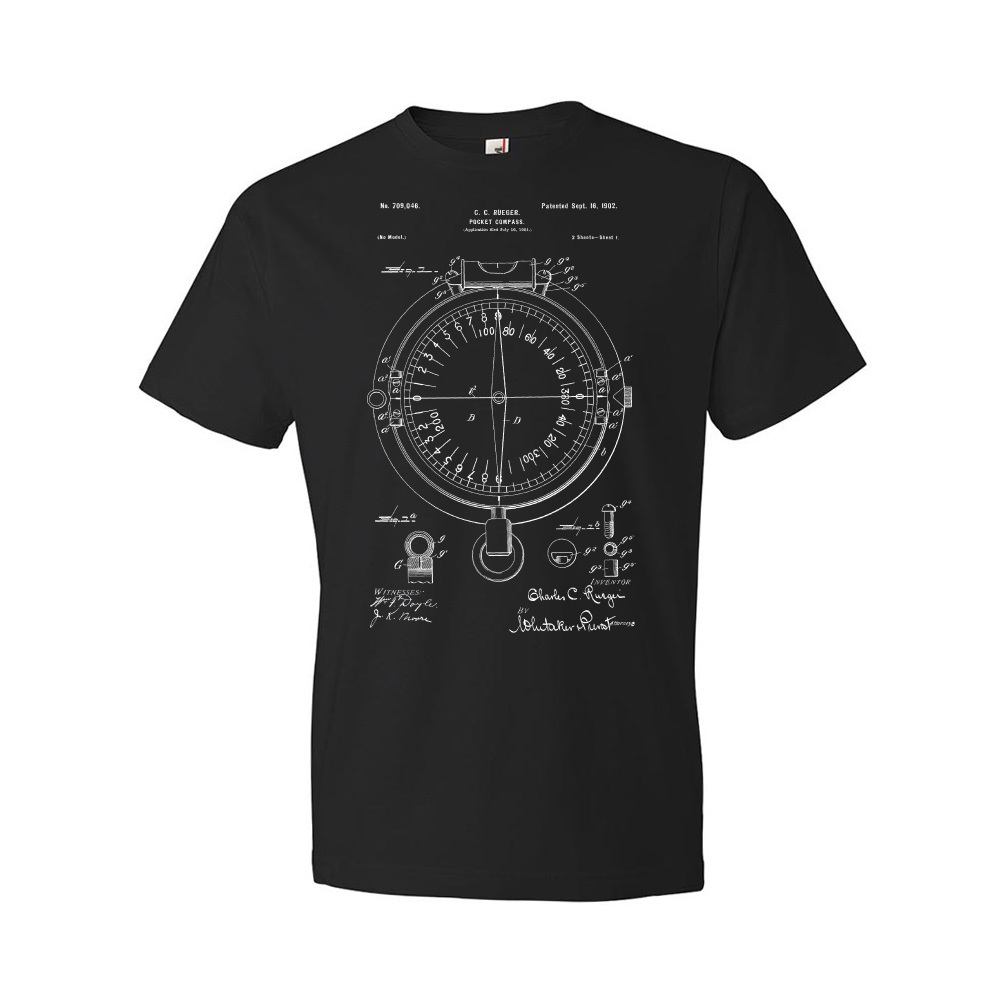 Pocket Compass Patent Shirt Outdoorsman Gifts Dad Gifts Camping T Shirts