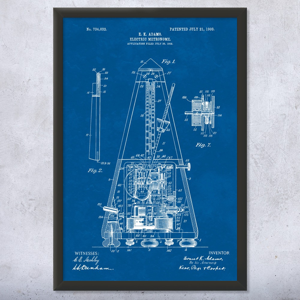 Metronome Patent Wall Art Poster, Canvas or Framed Music Decor Musician Gift - Picture 11 of 15