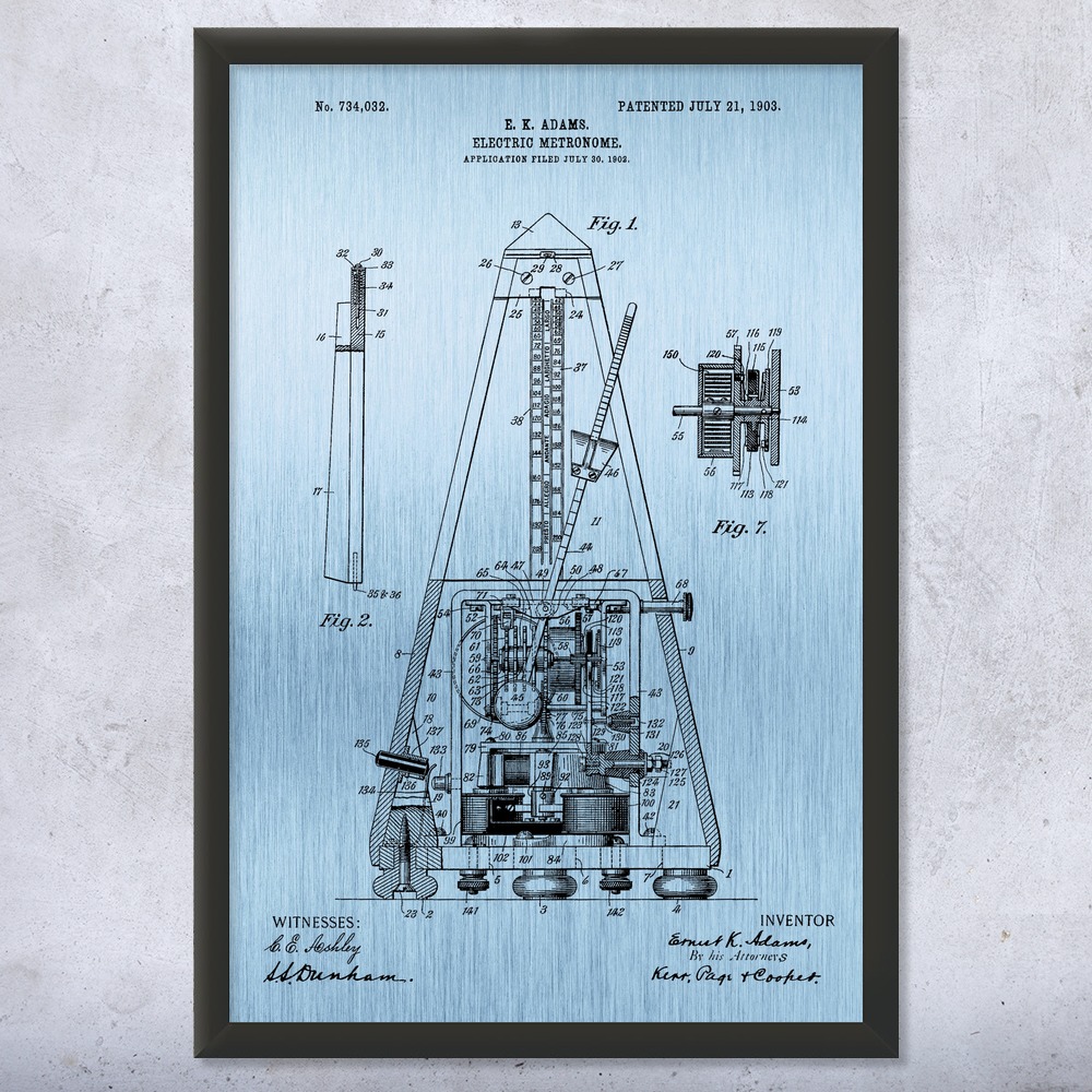 Metronome Patent Wall Art Poster, Canvas or Framed Music Decor Musician Gift - Picture 13 of 15