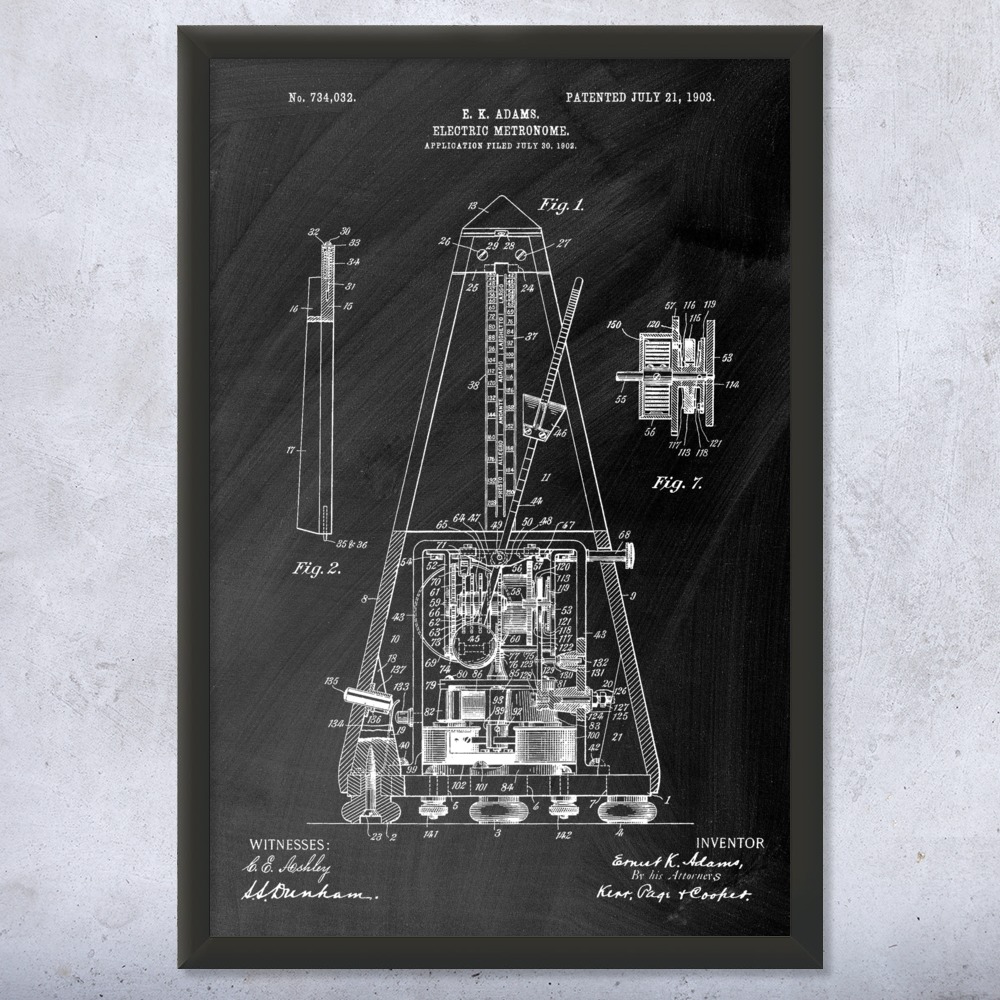 Metronome Patent Wall Art Poster, Canvas or Framed Music Decor Musician Gift - Picture 10 of 15