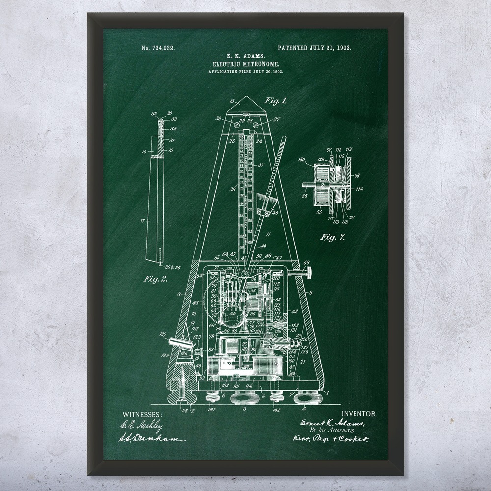 Metronome Patent Wall Art Poster, Canvas or Framed Music Decor Musician Gift - Picture 9 of 15