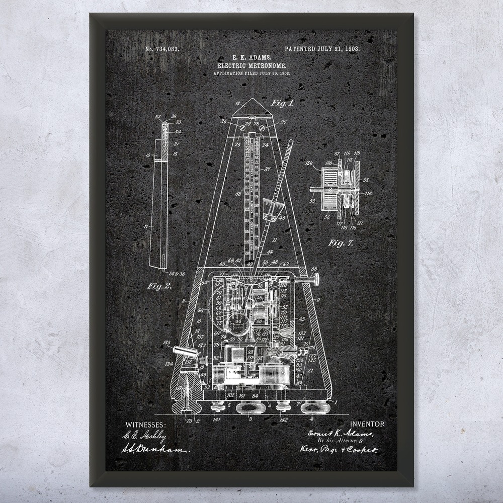 Metronome Patent Wall Art Poster, Canvas or Framed Music Decor Musician Gift - Picture 12 of 15