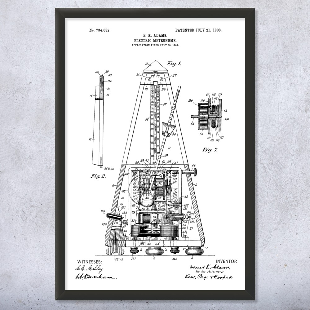 Metronome Patent Wall Art Poster, Canvas or Framed Music Decor Musician Gift - Picture 14 of 15