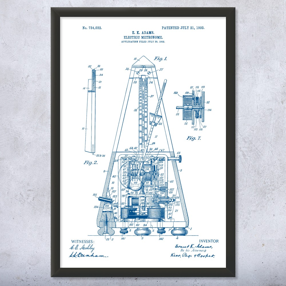 Metronome Patent Wall Art Poster, Canvas or Framed Music Decor Musician Gift - Picture 15 of 15