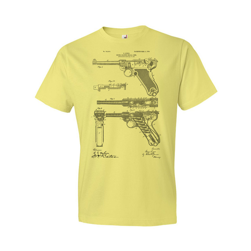 WW2 Luger Pistol Patent Shirt WW2 Shirt War History Gun Collector Gift - Picture 11 of 11