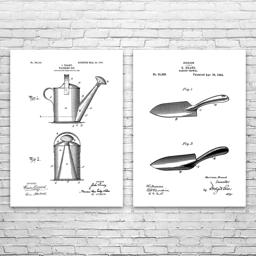 Gartenarbeit Patent Wandbilder 2er Set Poster, Leinwand oder gerahmt Gärtner Geschenk - Bild 11 von 12