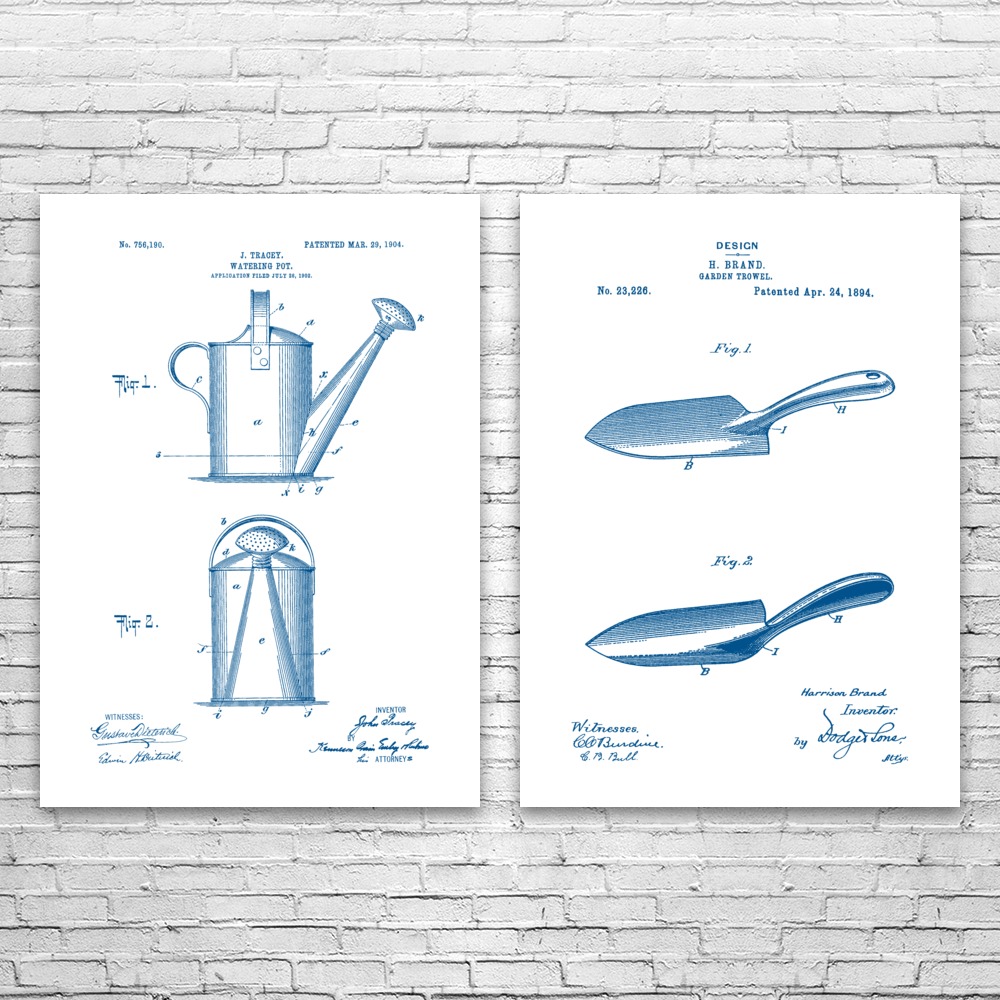 Gartenarbeit Patent Wandbilder 2er Set Poster, Leinwand oder gerahmt Gärtner Geschenk - Bild 12 von 12