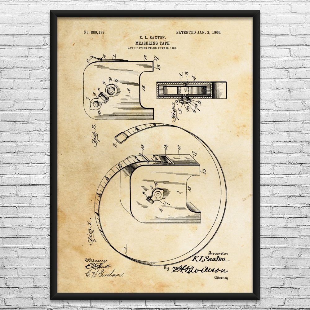Measuring Tape Patent Wall Art: Dad Gift, Man Cave Art, Handyman Gift