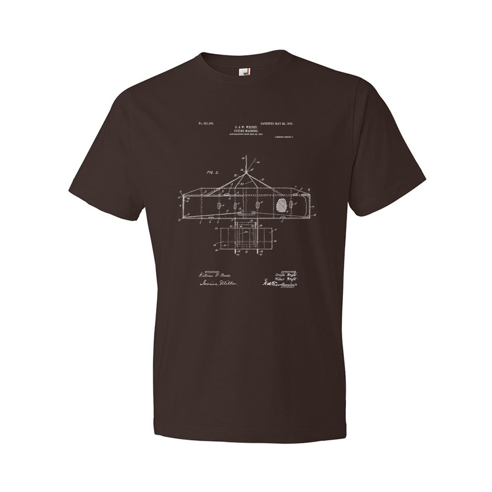 Wright Bros Airplane Top View Patent Shirt Airplane Shirt Aviation Tee - Picture 4 of 11
