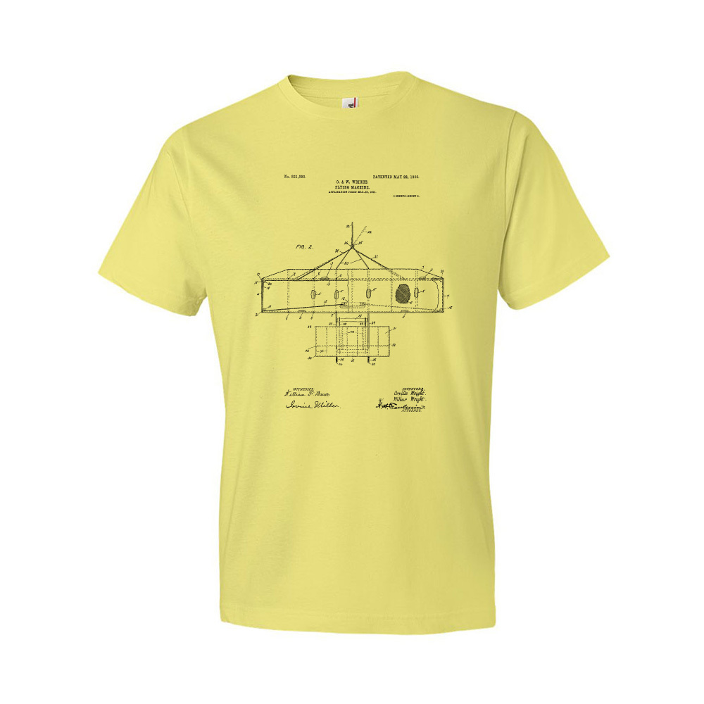 Wright Bros Airplane Top View Patent Shirt Airplane Shirt Aviation Tee - Picture 11 of 11
