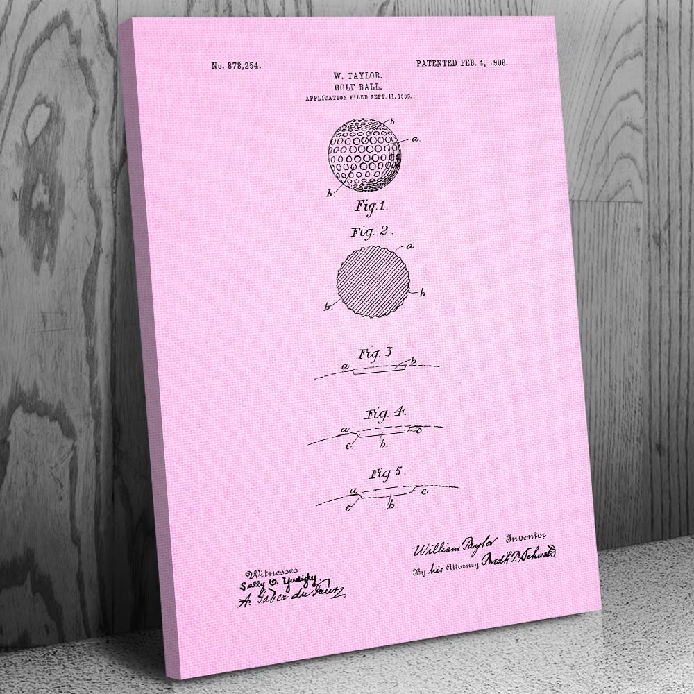 Golf Ball Patent Canvas Print Golf Gifts Golf Ball Art Office Decor Sports Art