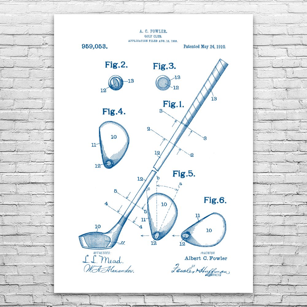 Golf Club Patent Print Poster Office Decor Golf Art Man Cave Decor Golf Gifts