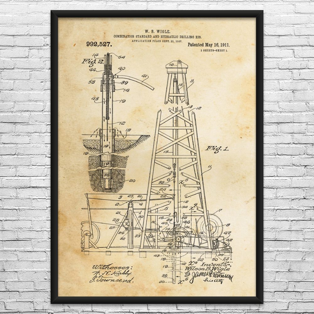 Oil Drilling Rig Patent Wall Art: Rig Worker, Roughneck Gift, Oil Industry Art