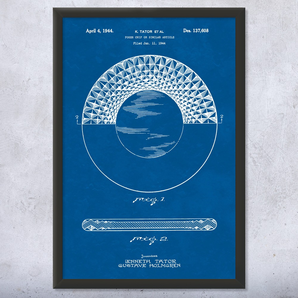 Póster de arte de pared de patente de fichas de casino, lienzo o arte de pared de casino enmarcado decoración de Las Vegas - Imagen 11 de 15