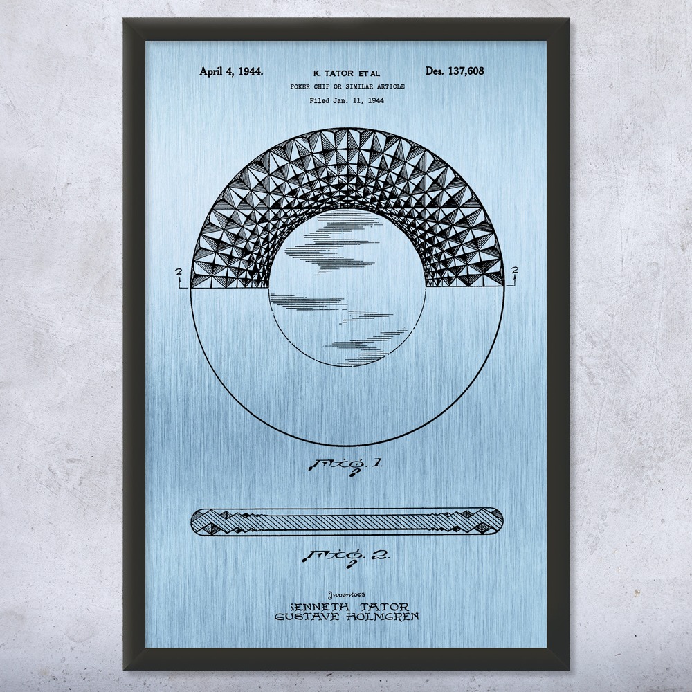 Póster de arte de pared de patente de fichas de casino, lienzo o arte de pared de casino enmarcado decoración de Las Vegas - Imagen 13 de 15
