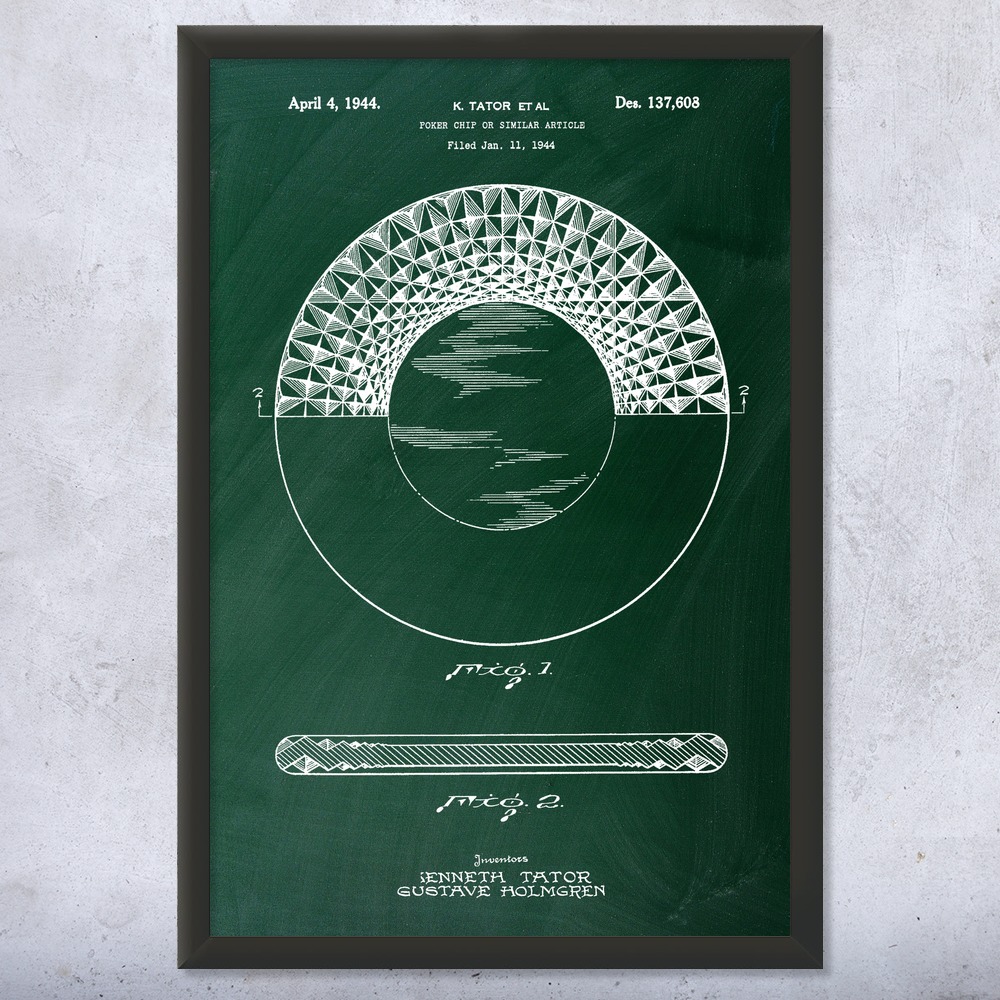 Póster de arte de pared de patente de fichas de casino, lienzo o arte de pared de casino enmarcado decoración de Las Vegas - Imagen 9 de 15