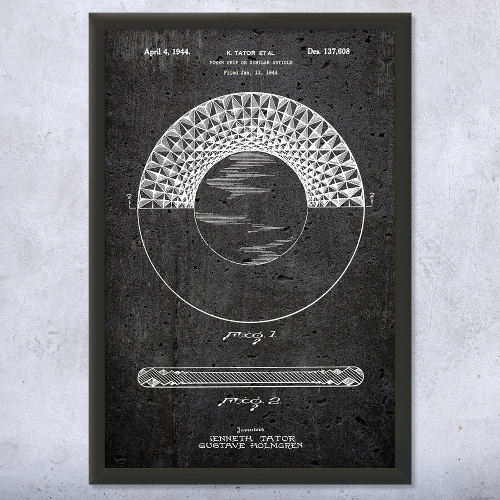 Póster de arte de pared de patente de fichas de casino, lienzo o arte de pared de casino enmarcado decoración de Las Vegas - Imagen 12 de 15