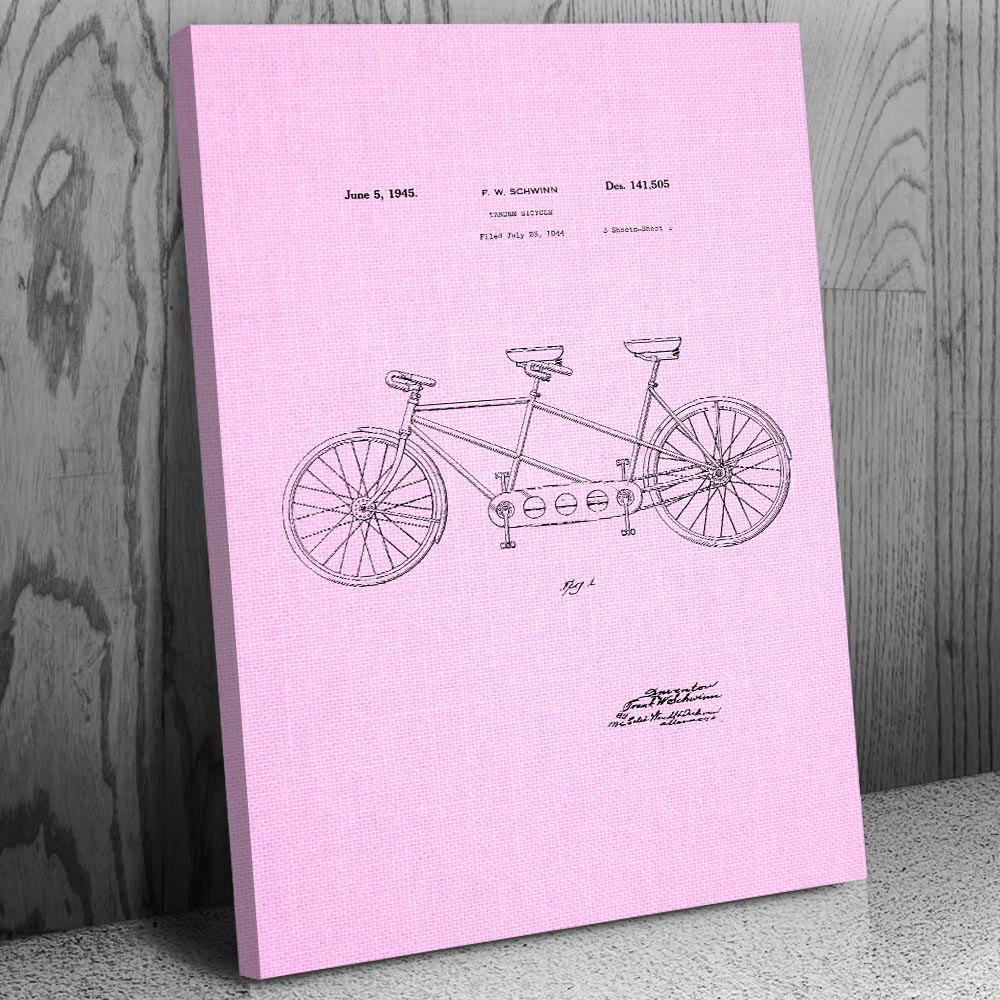 Tandem Bike Patent Canvas Print Bicycle Art Garage Decor Cycling Gifts Dad Gifts