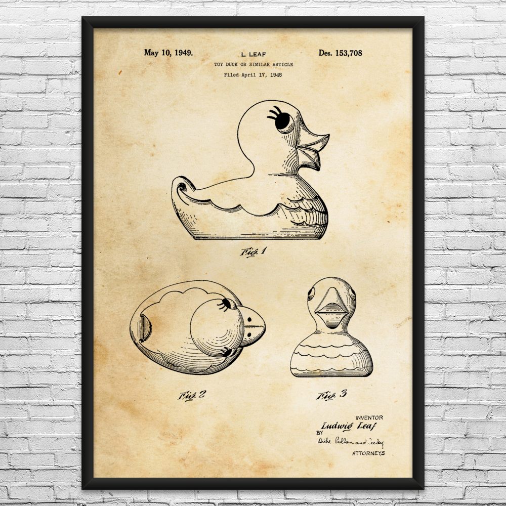 Rubber Ducky Patent Wall Art: Bathroom Art, Toy Collector Gift, Toy Store Decor