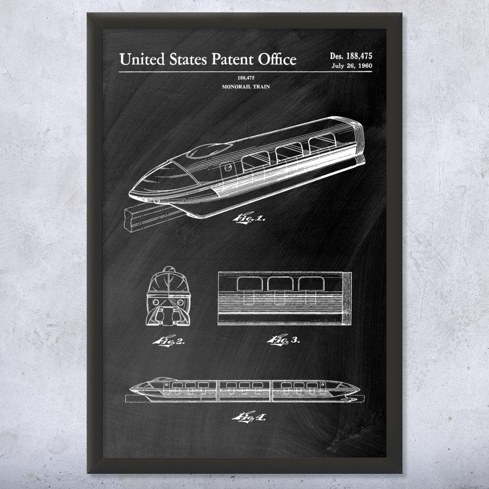 Monorail Train Patent Wall Art Poster, Canvas or Framed Train Decor - Picture 10 of 15