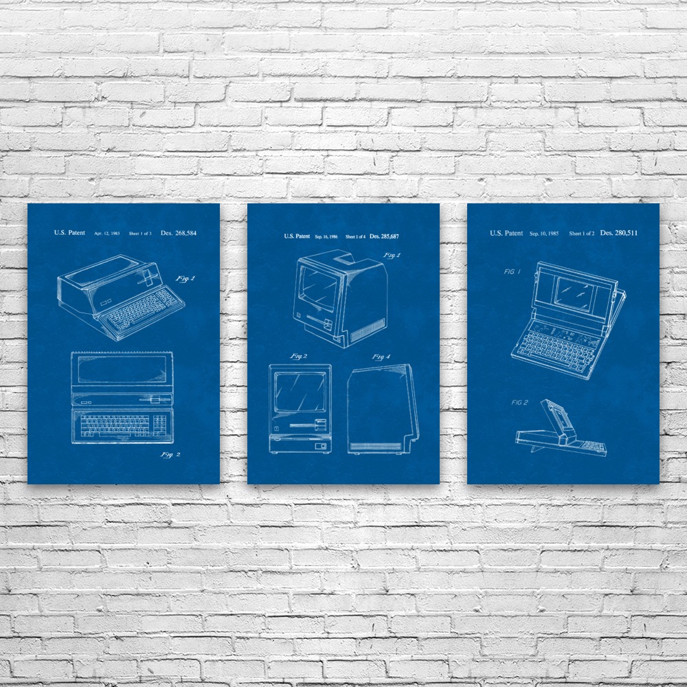 Retro Computer Patent Wall Art Set of 3 Poster, Canvas or Framed Computer Decor - Picture 8 of 12