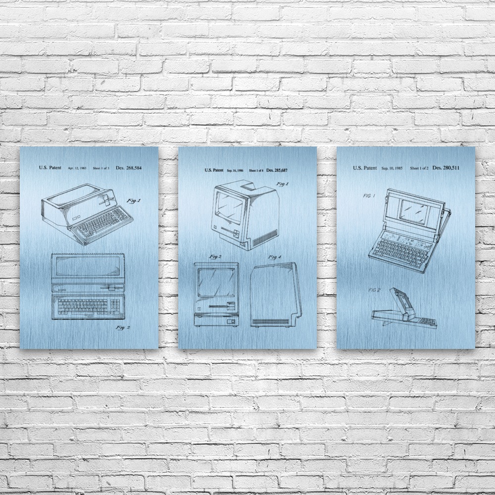 Retro Computer Patent Wall Art Set of 3 Poster, Canvas or Framed Computer Decor - Picture 10 of 12