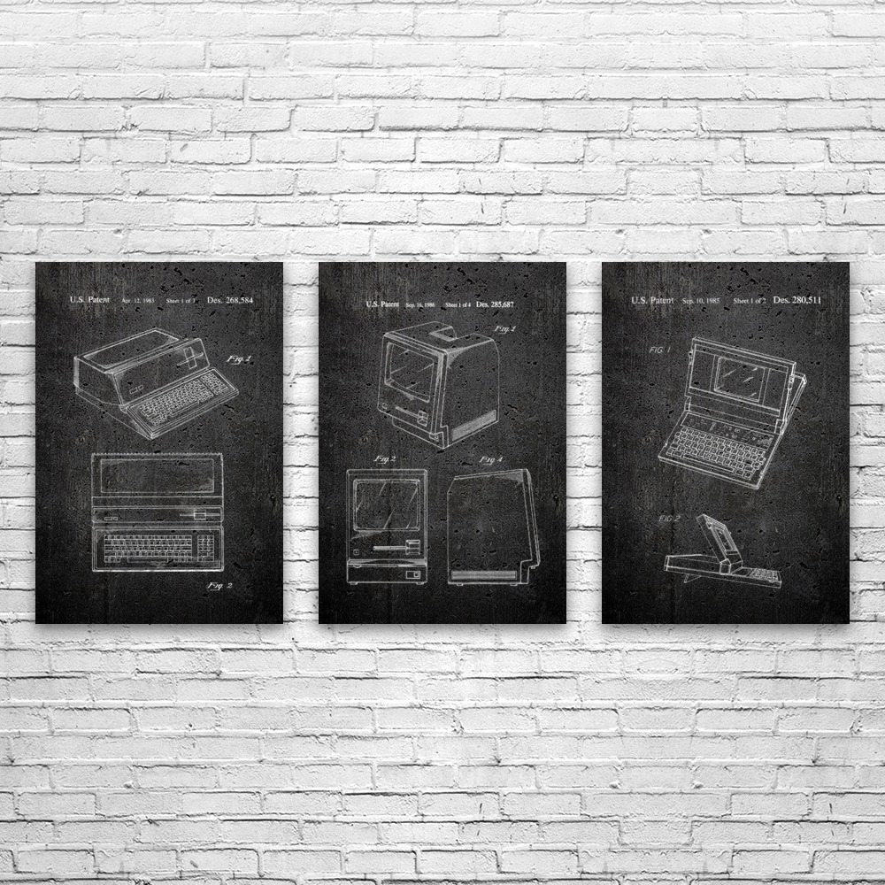Retro Computer Patent Wall Art Set of 3 Poster, Canvas or Framed Computer Decor - Picture 9 of 12