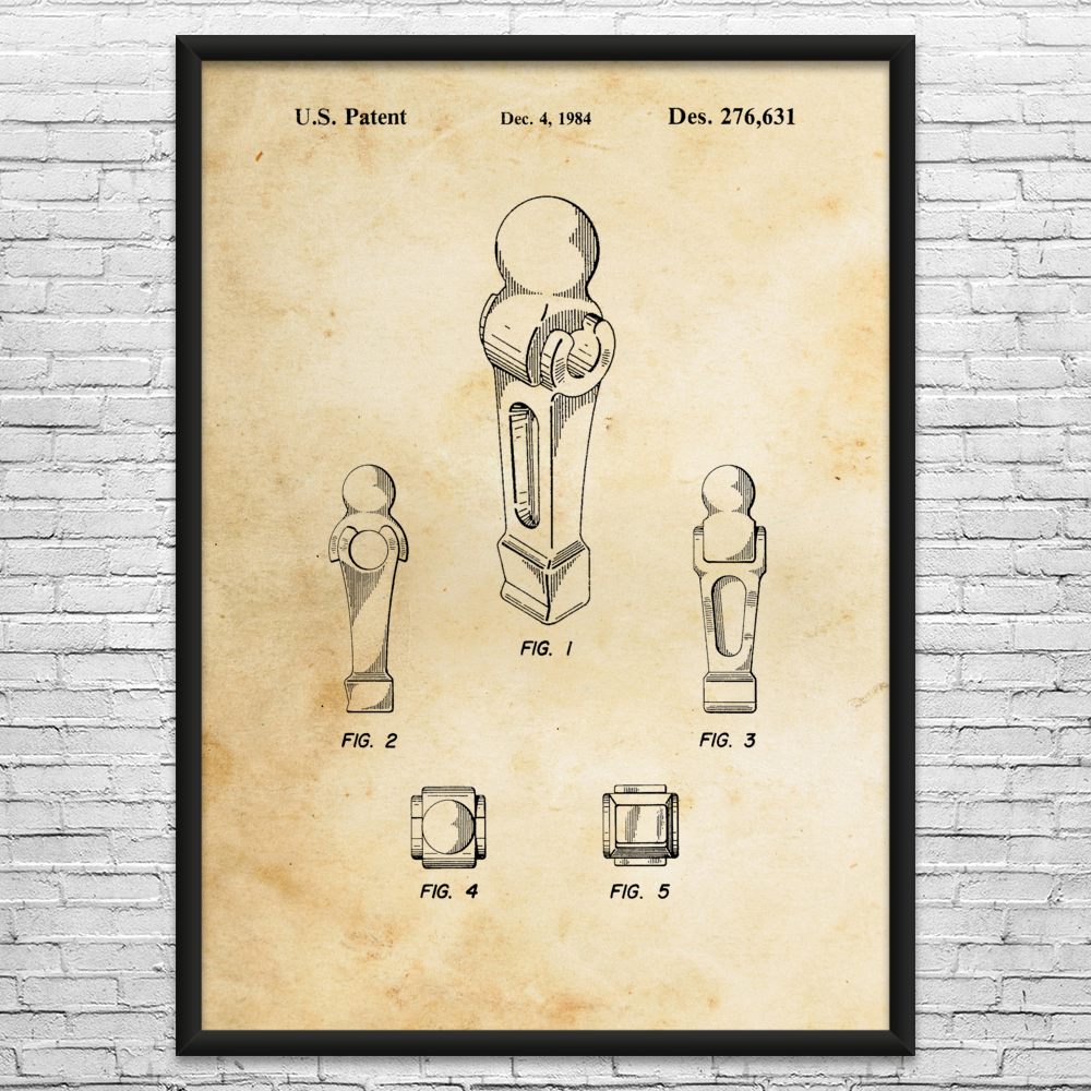 Foosball Figure Patent Wall Art: Dad Gifts, Game Room Art, Pub Decor, Mom Gifts