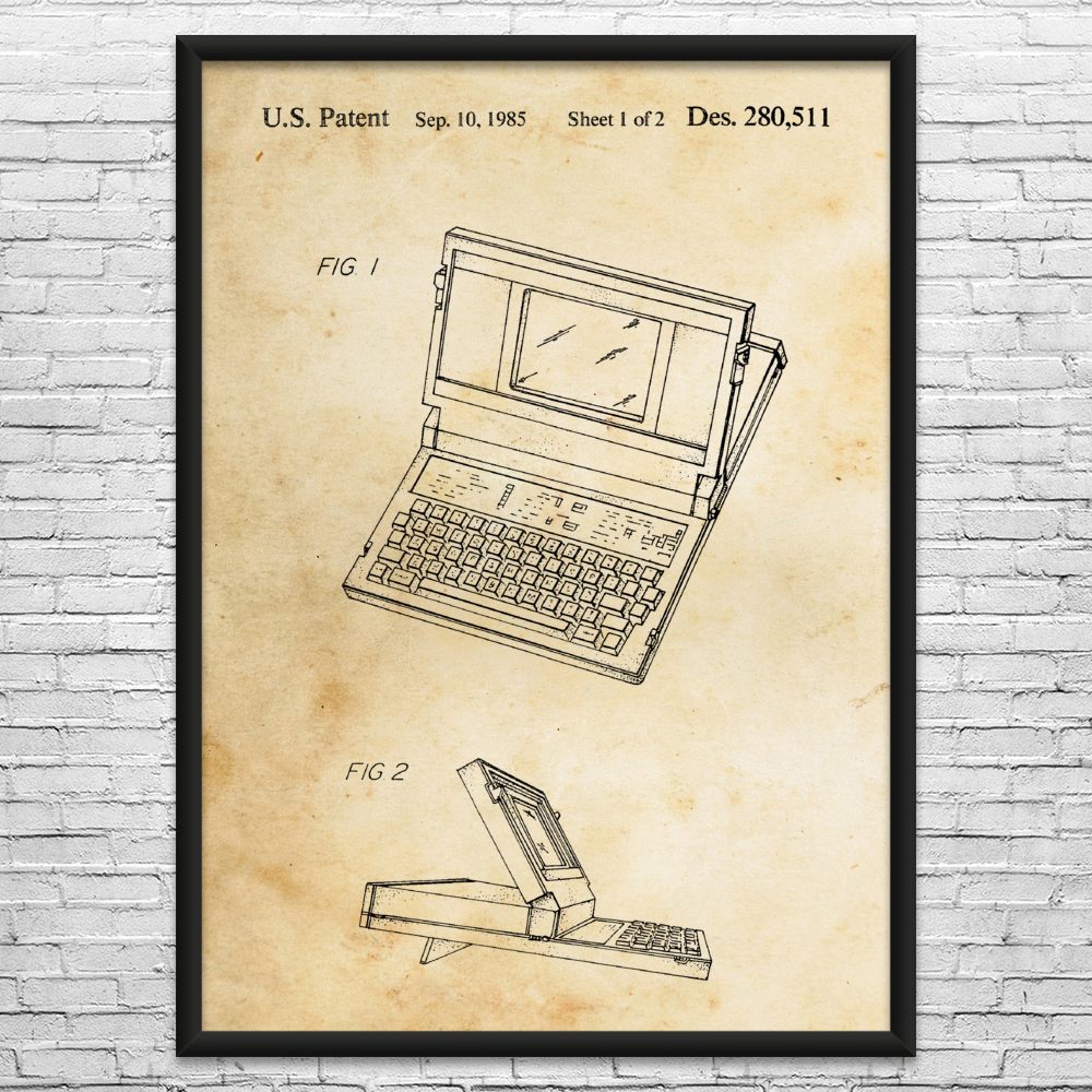Laptop Computer Patent Wall Art: Programmer Gift, Computer Science Art