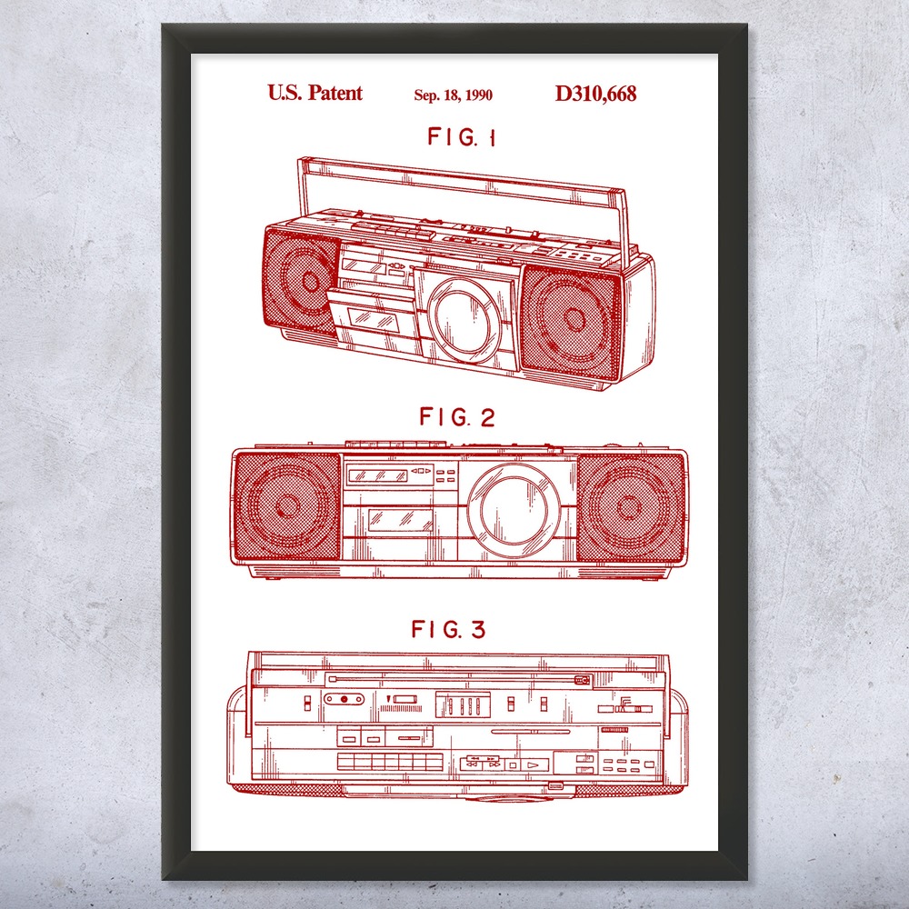 Framed Boombox Tape Player Wall Art Print Boombox Art Radio Dj Gift Music Art