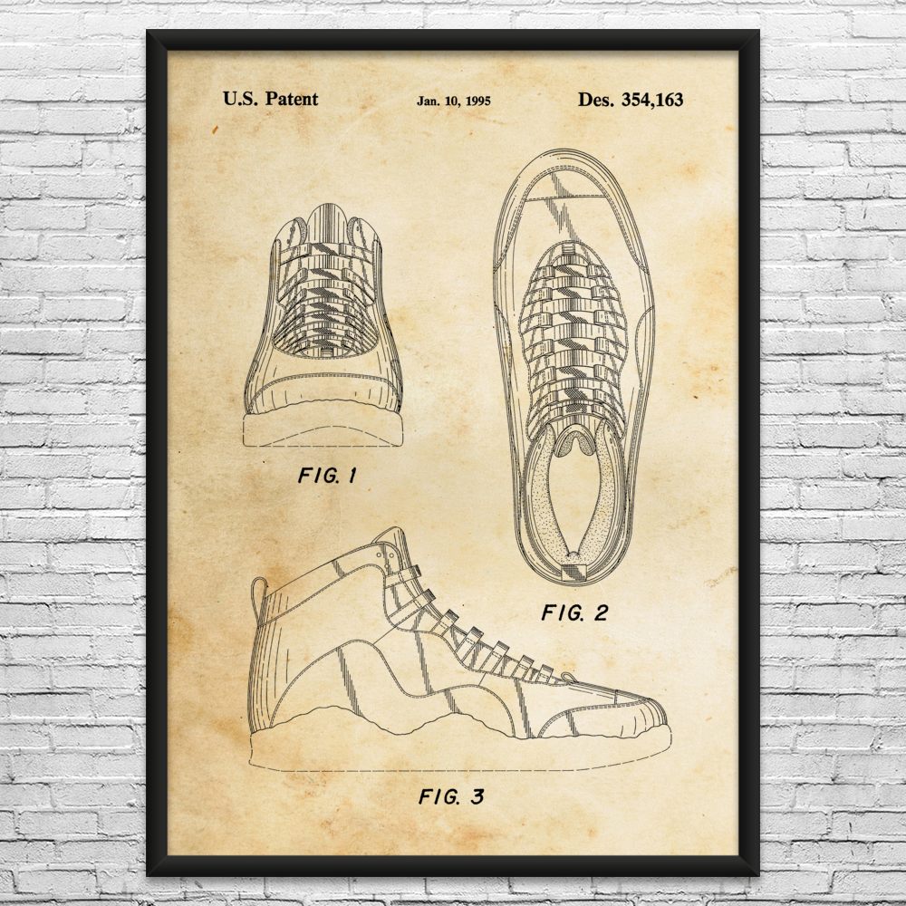 Basketball Shoe Patent Wall Art: Basketball Posters, Sneaker Wall Art