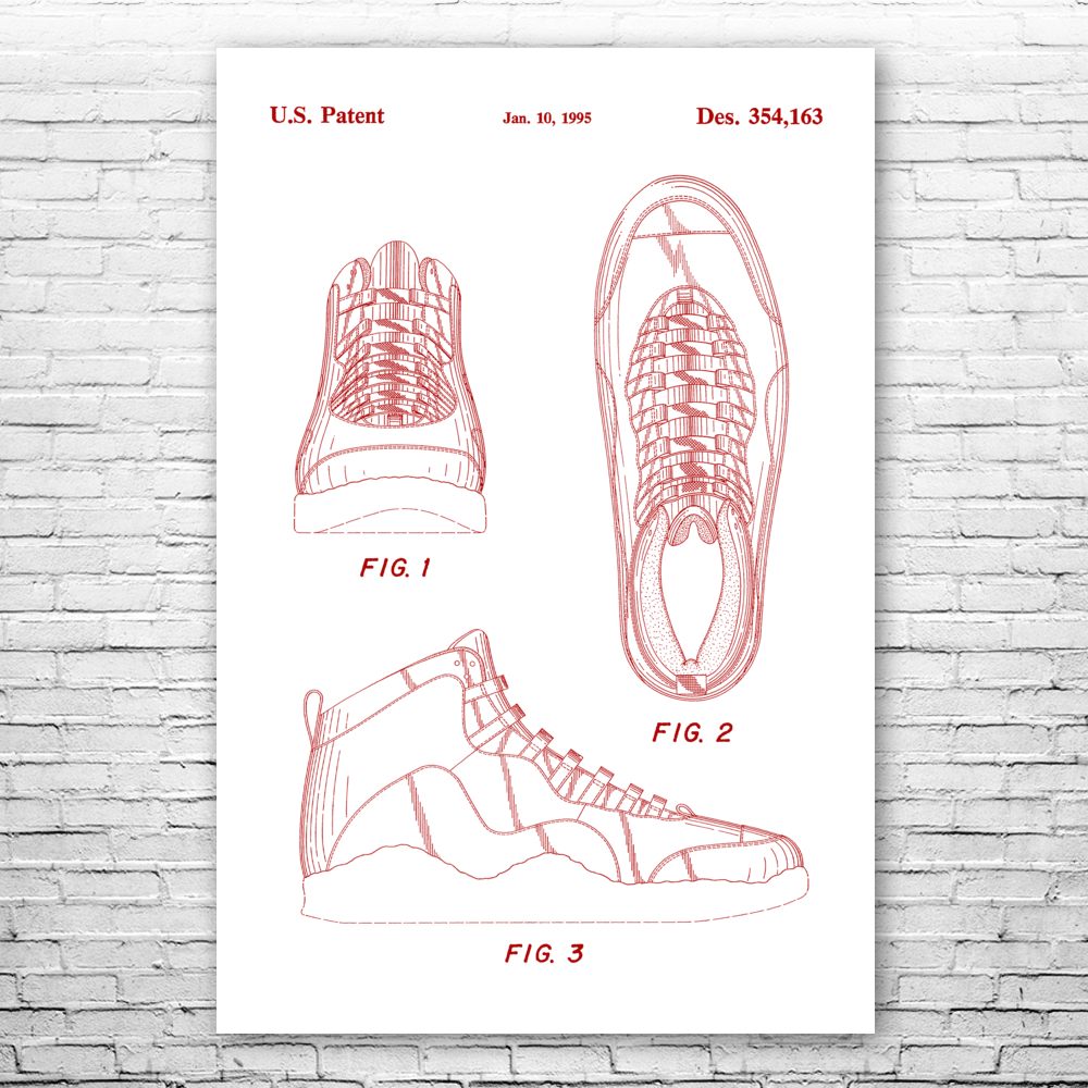 Basketball Shoe Patent Print Poster Basketball Posters Sneaker Wall Art
