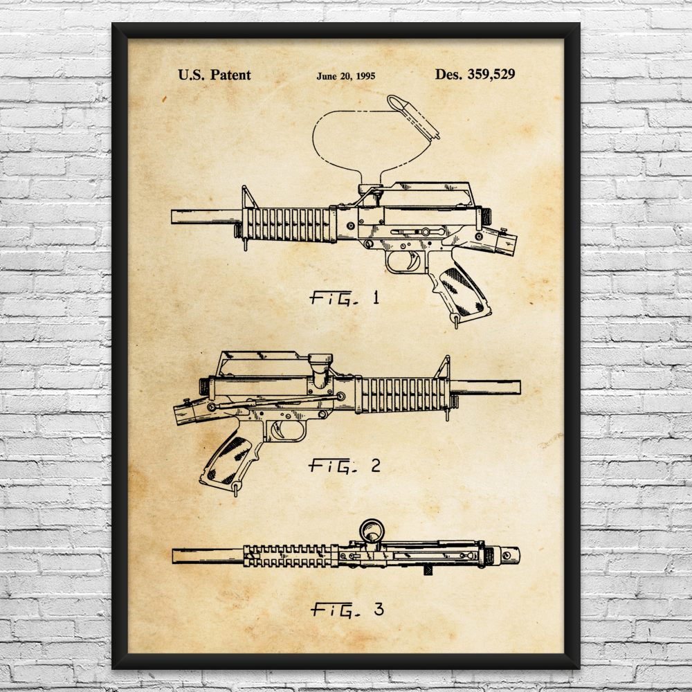 Paintball Gun Patent Wall Art: Paintball Art, Game Room Decor, Veteran Gifts