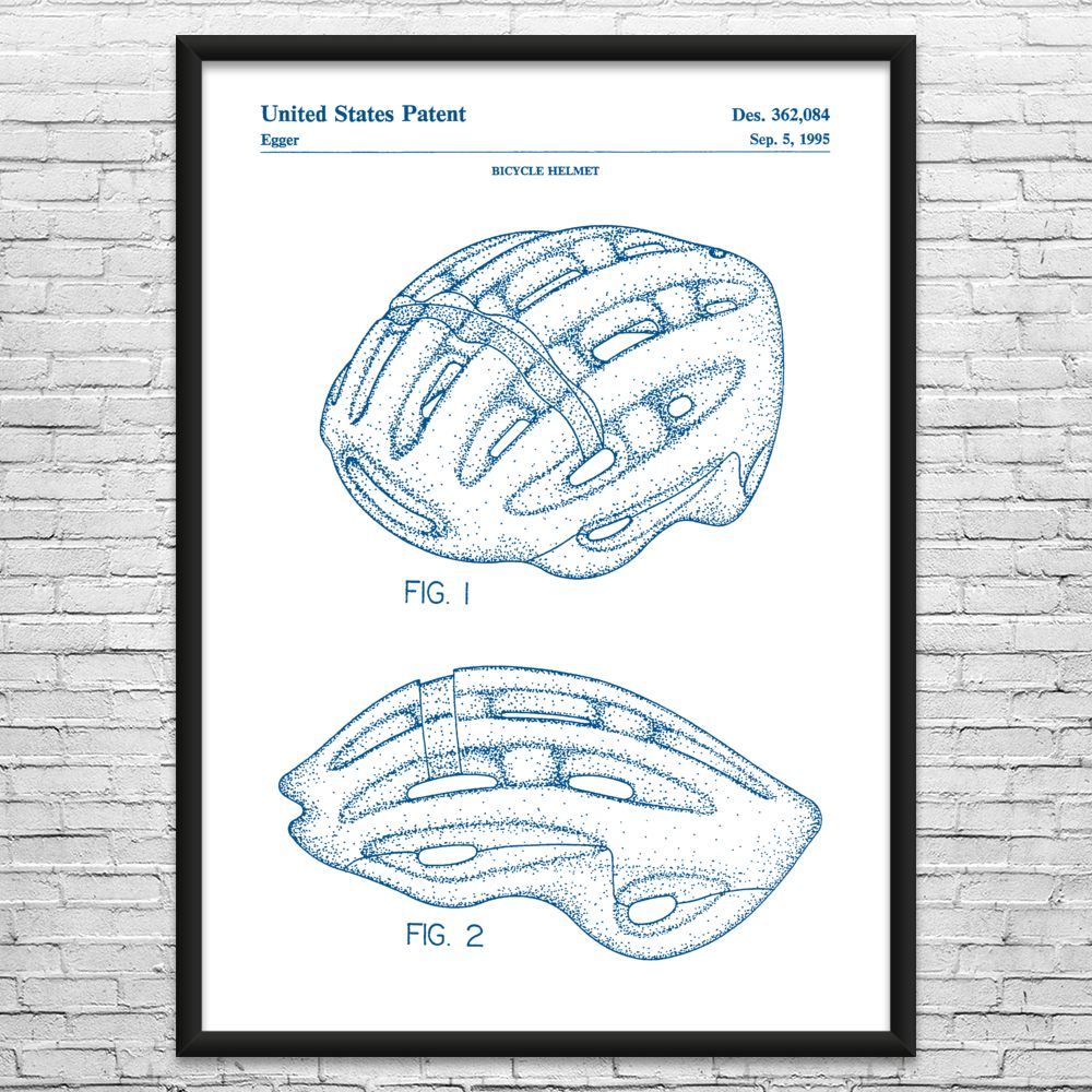 Bike Helmet Patent Framed Print Sports Gifts Bicycle Art Garage Decor Dad Gifts
