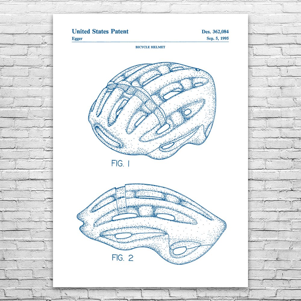 Bike Helmet Patent Print Poster Cycling Gifts Sports Posters Bicycle Art