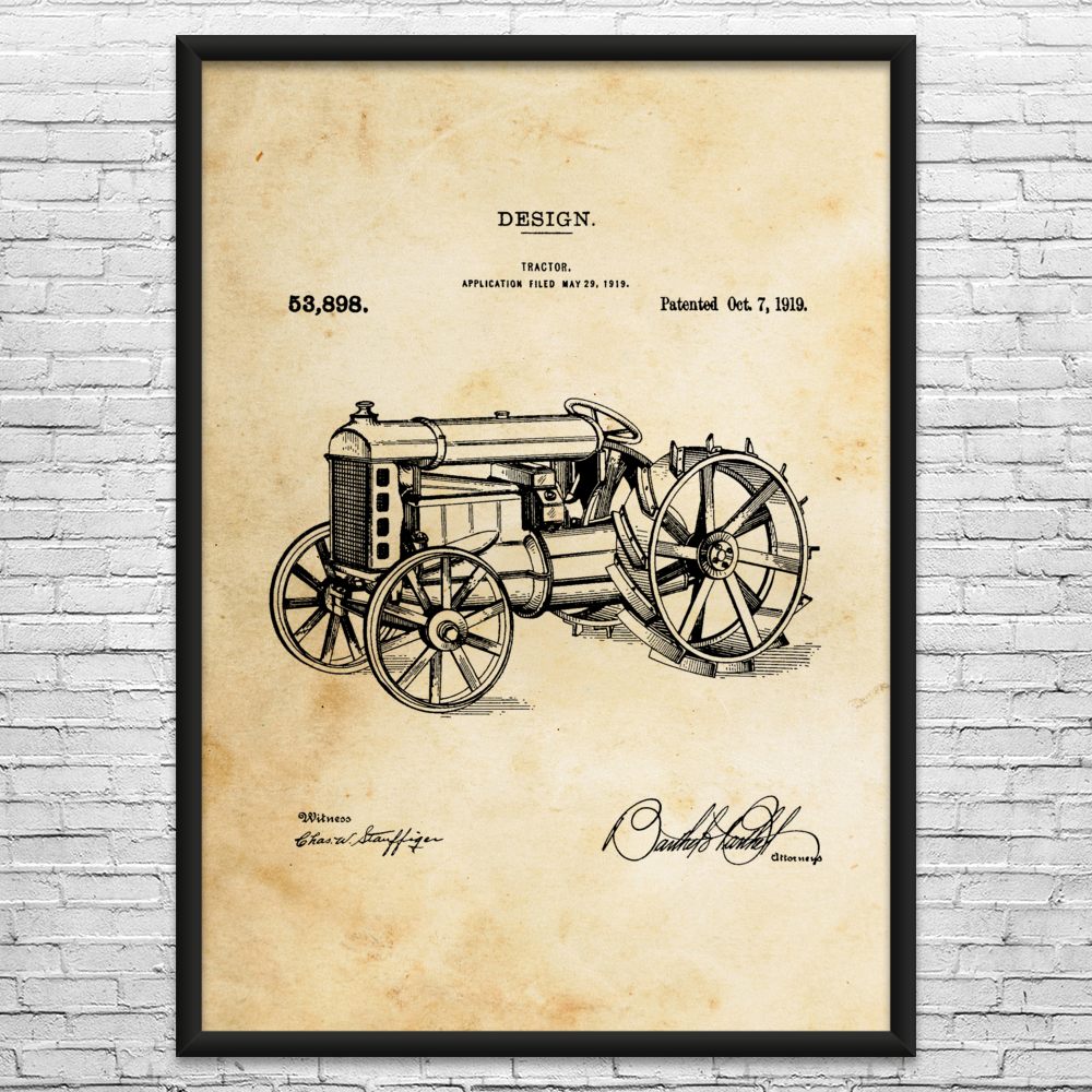 Tractor Patent Wall Art: Farmer Gift, Farmhouse Decor, Tractor Blueprint