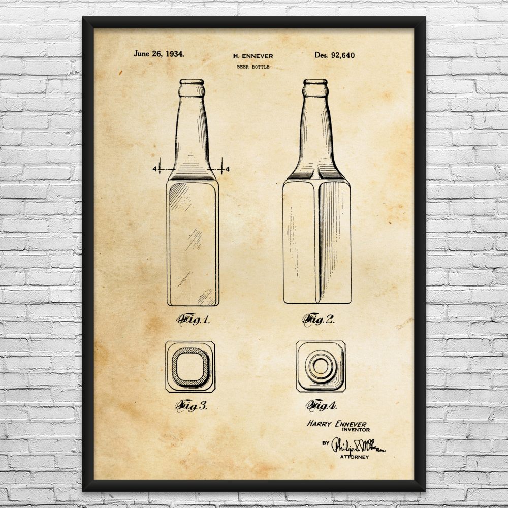 Hot Sauce Bottle Patent Wall Art: Restaurant Decor, Bottle Art, Chef Gift