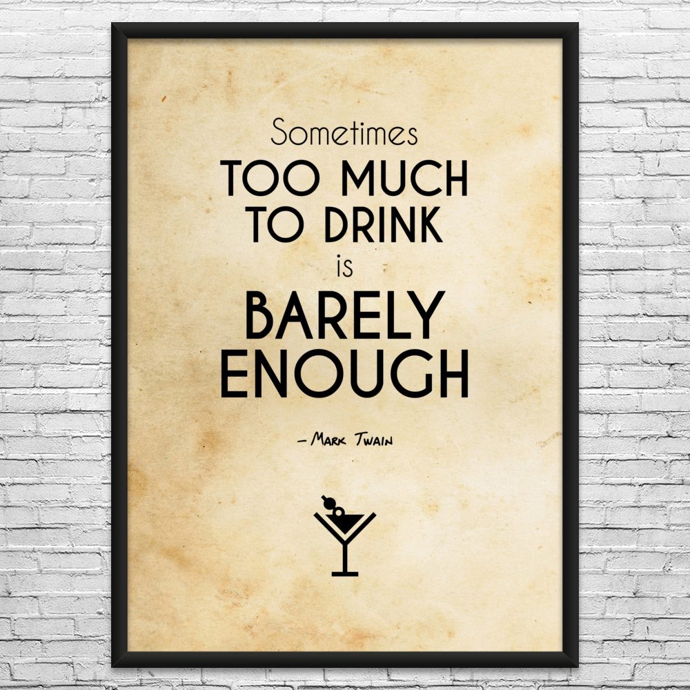 Mark Twain Quote Drinking Wall Art: Pub Decor, Bartender Gift, Bar Wall Art
