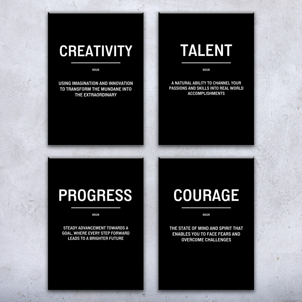 Creativity Talent Motivational Prints Set of 4 Poster, Canvas or Framed