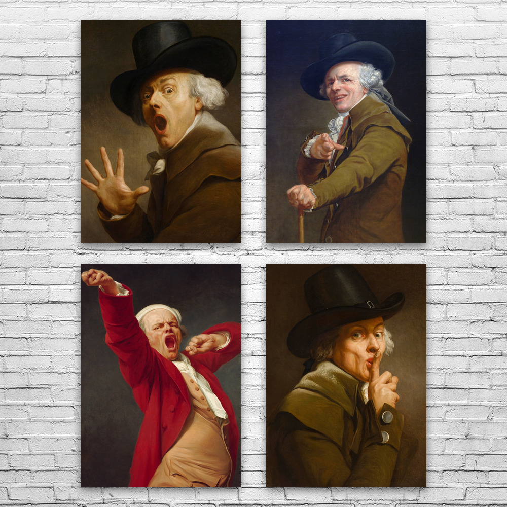 Joseph Ducreux Portrait Art Prints Set of 4 Poster, Canvas or Framed Funny Art