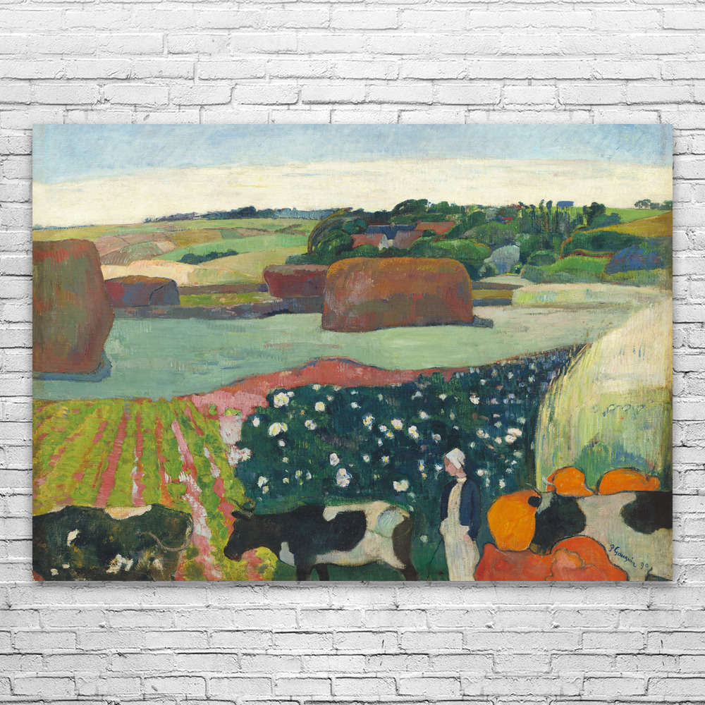 Paul Gauguin Haystacks in Brittany Art Print Poster, Canvas or Framed Fine Art