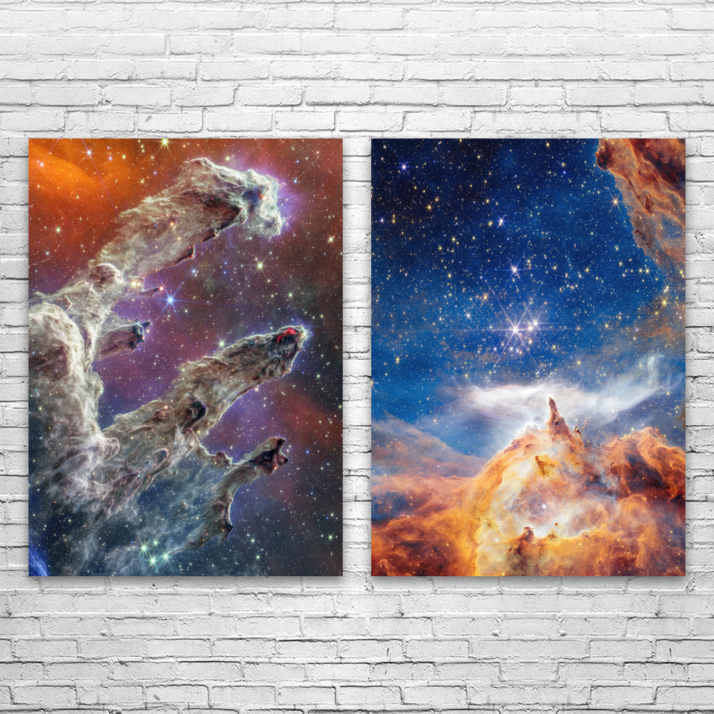 JWST Photography Space Wall Art Set of 2 Poster, Canvas or Framed Science Art