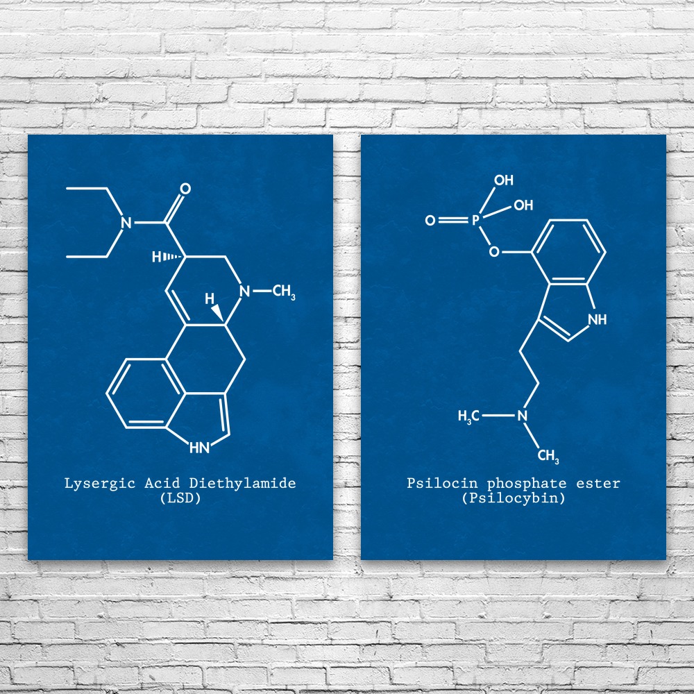 Psychedelic Molecule Wandbild 2er Set Poster, Leinwand oder gerahmter Acid Kunstdruck - Bild 8 von 12