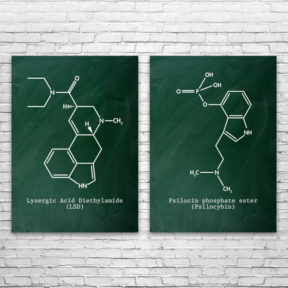 Psychedelic Molecule Wandbild 2er Set Poster, Leinwand oder gerahmter Acid Kunstdruck - Bild 7 von 12